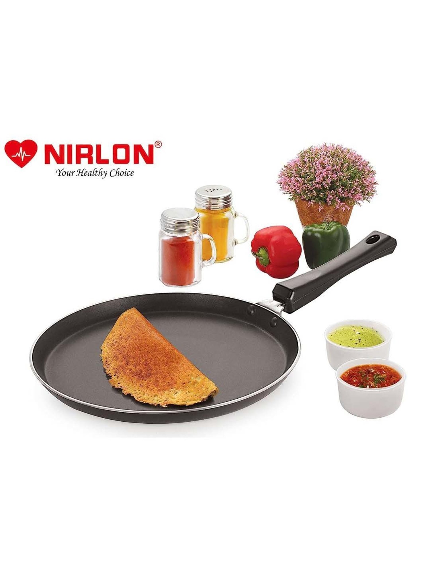 Nirlon Pure Grade Virgin Aluminium Non-stick Induction Base Flat Tawa - 26 cm Diameter