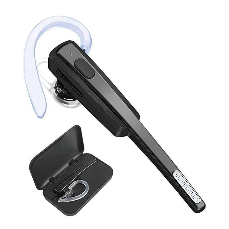 Bluetooth Headset,  Wireless Business Earpiece V4.1 Lightweight Noisy Suppression Bluetooth Earphone with Microphone for Phone/Laptop/Car (Black+Case)