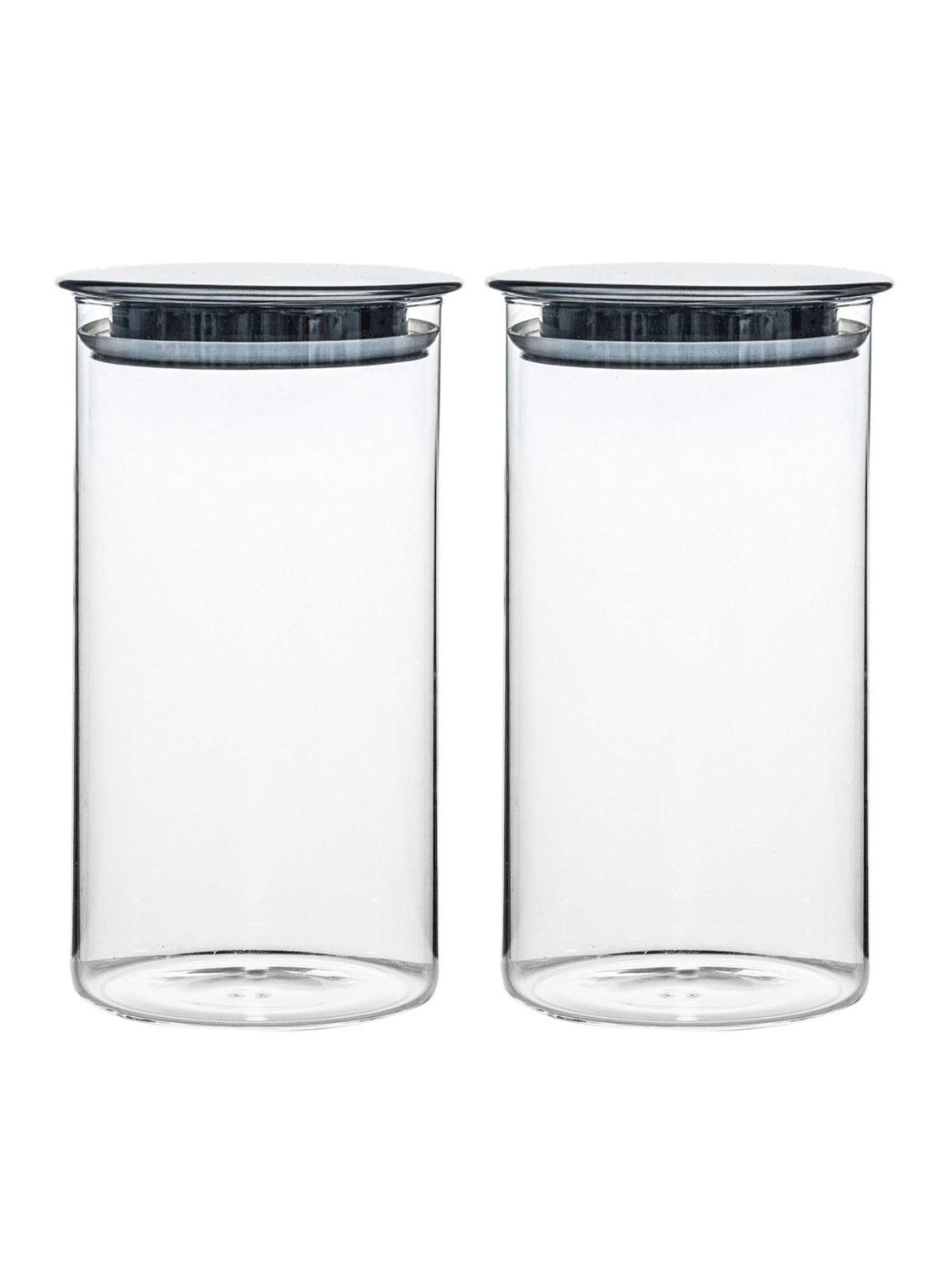 Goodhomes Transparent Glass Storage Jar with Metal lid - Set of 2