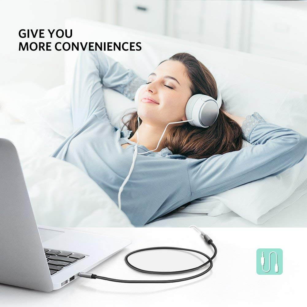 Wanmingtek Audio Auxiliary Stereo Extension Audio Cable 3.5mm Stereo Jack Male to Female, Stereo Jack Cord for Phones, Headphones, Speakers, Tablets, PCs, MP3 Players and More -Black(3.3FT, 1meter)