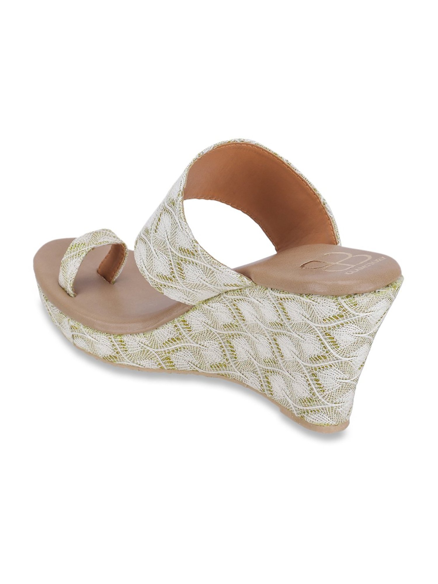 Glam Story Women's Masakali Off White Toe Ring Wedges