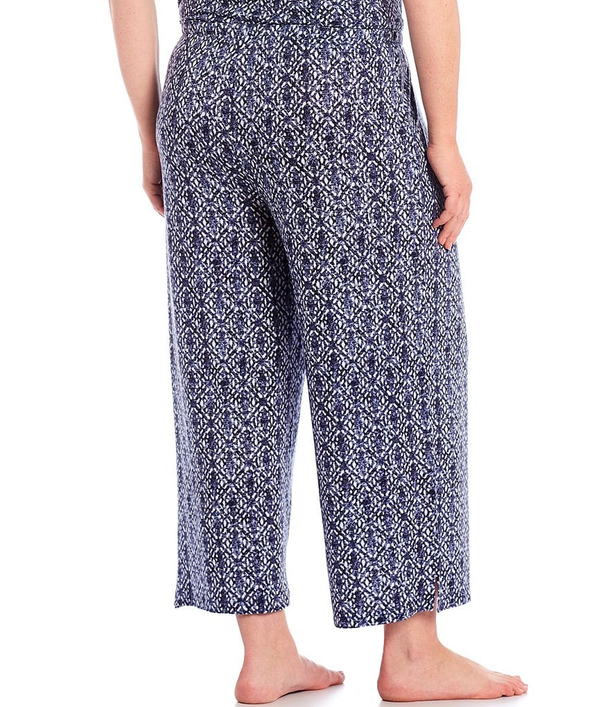 Nottibianche Plus Printed Jersey Knit Cropped Coordinating Sleep Pants