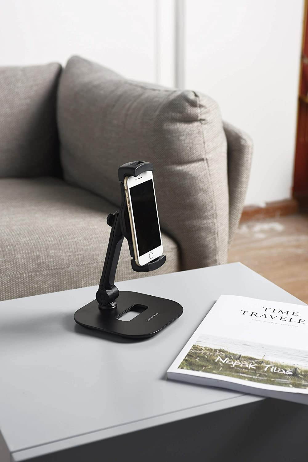 Ledetech Sturdy Smart Device Holder/Tablet Mount, 360&deg; Swivel Metal Base Tablet Stand & Phone Holder with Bracket Cradle Clamps 4-13" Devices for Kitchen, Office Desk, Showroom (Matt Black)