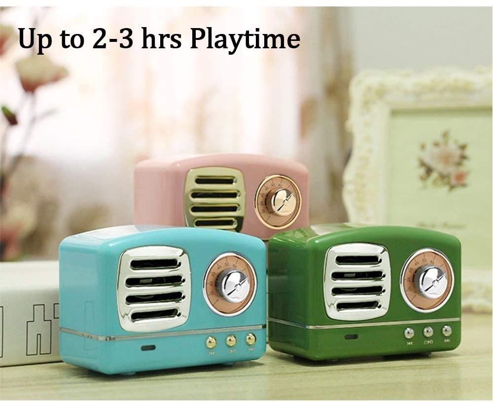 Wireless Stereo Retro Speakers, Portable Bluetooth Vintage Speakers with Powerful Sound, Hands-Free Calls, Alexa Support, TF Card, AUX for Kitchen Bedrooms Party Outdoor Android iOS Blue