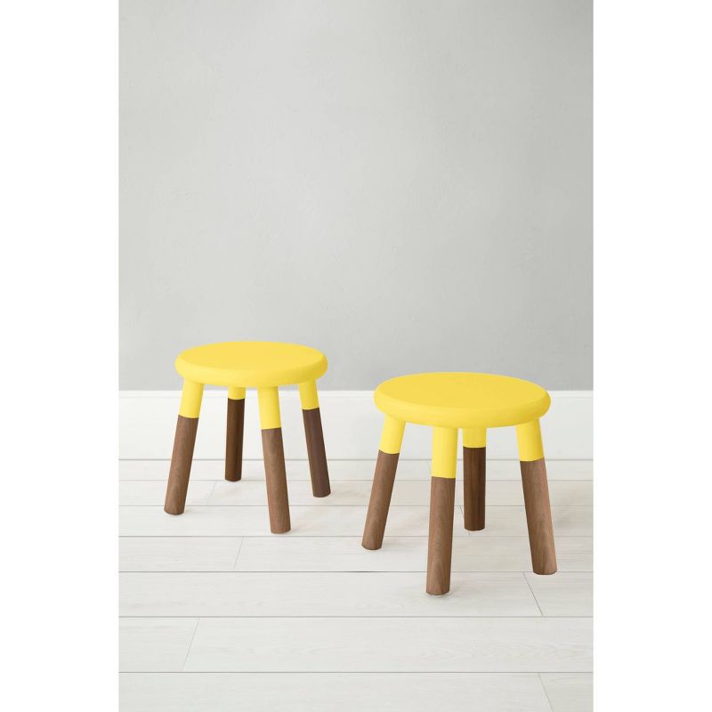 Set of 2 Peewee Wood Veneer Kids' Chairs Solid Walnut/Yellow - Nico & Yeye