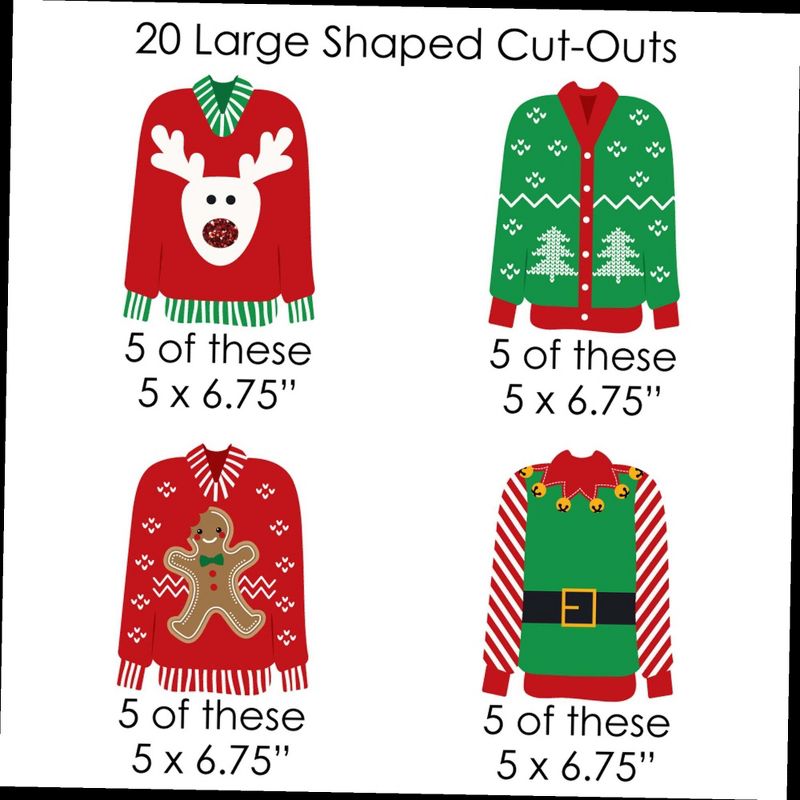 Big Dot of Happiness Ugly Sweater - Holiday and Christmas Party DIY Decorations - Clothespin Garland Banner - 44 Pieces