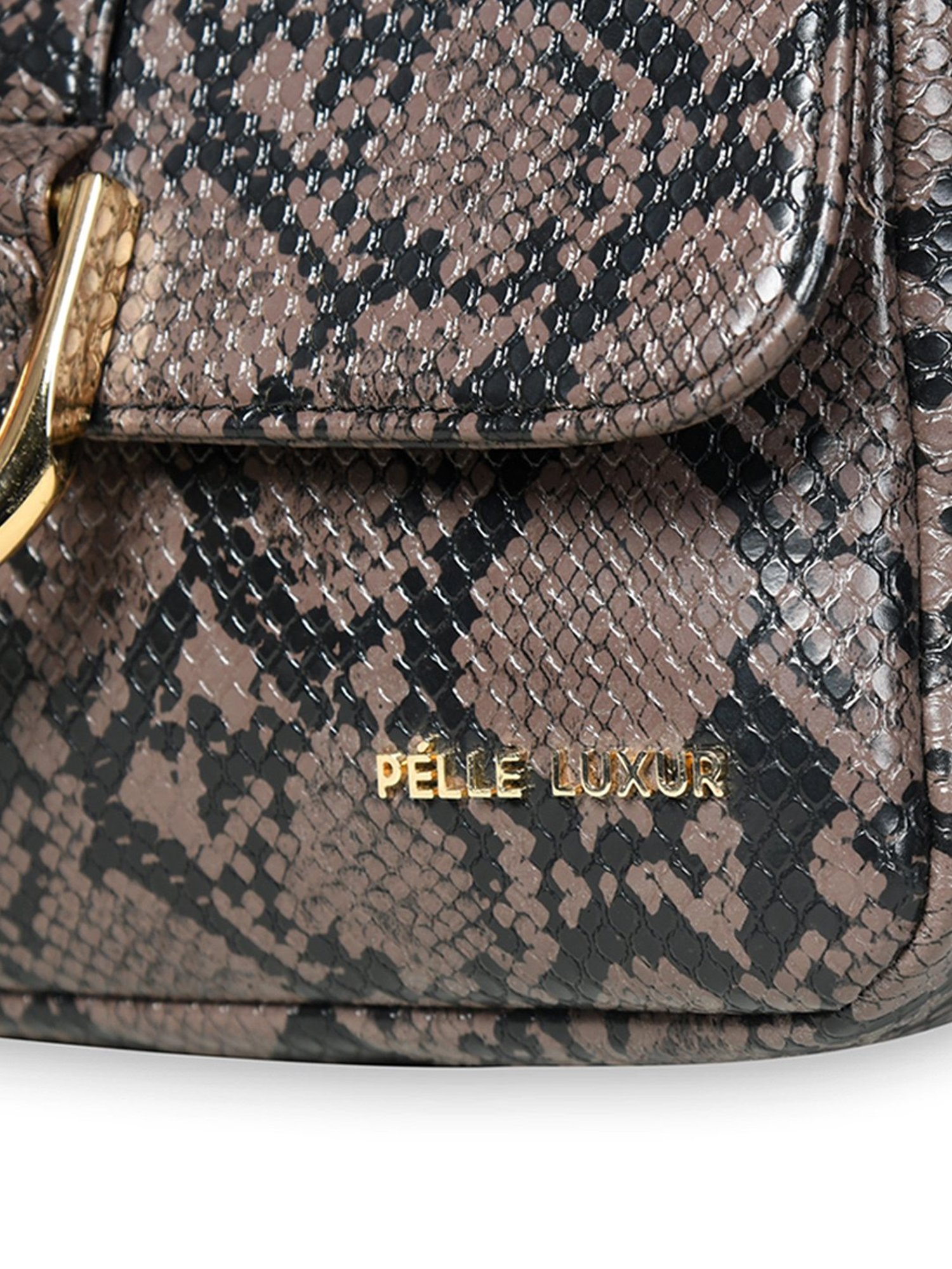 PELLE LUXUR Cedar Brown Animal Effect Small Shoulder Bag