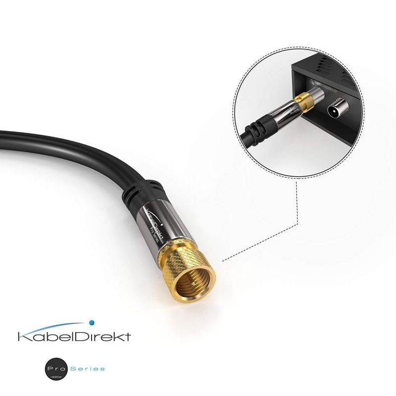 KabelDirekt Digital Coaxial Audio Video Cable (6ft) Satellite Cable Connectors - Coax Male F Connector Pin - Coax Cables for Satellite Television - PRO Series