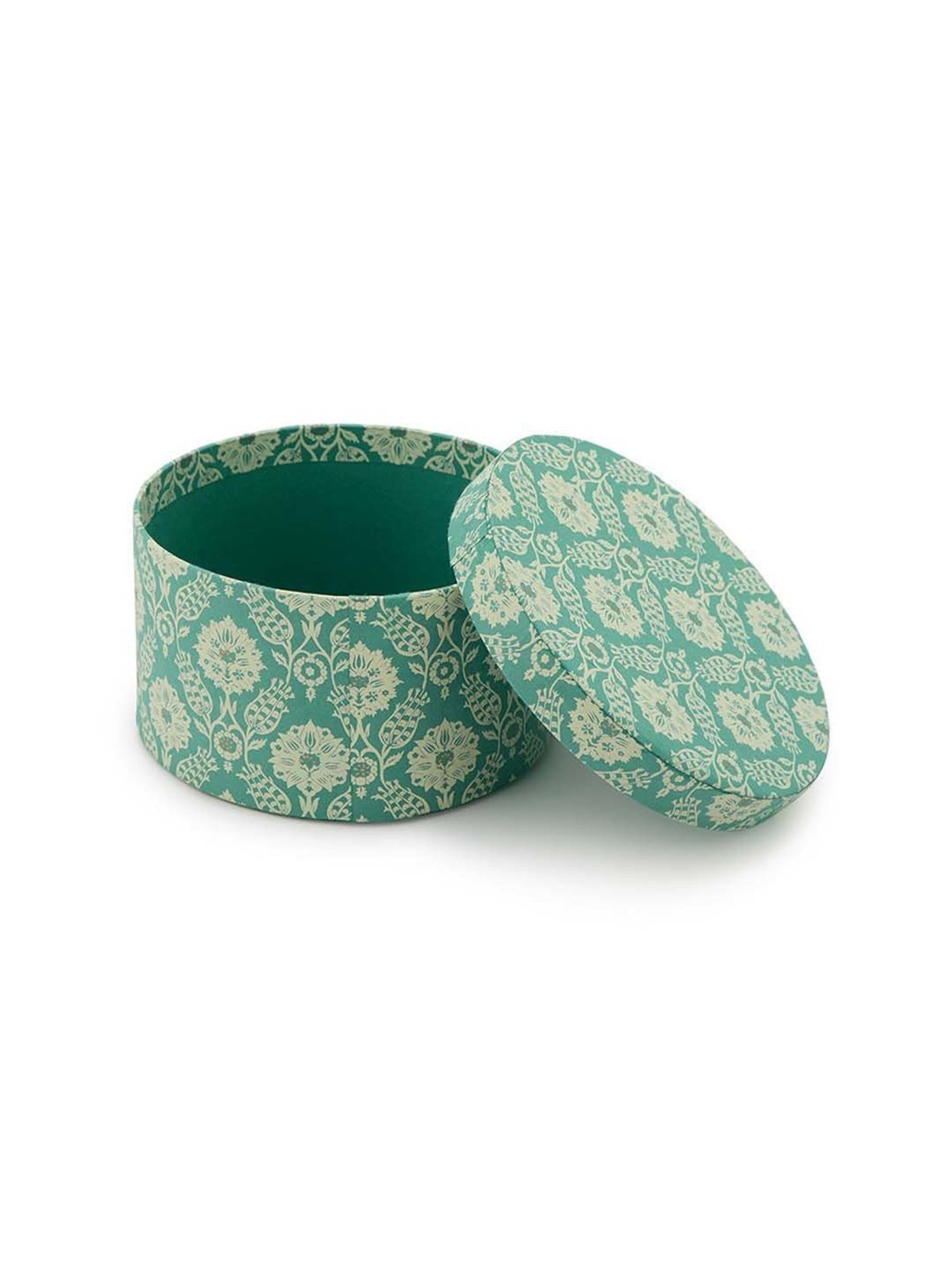 Fabindia Home Teal Paper Printed Sarkhaab Gift Box - Set of 3