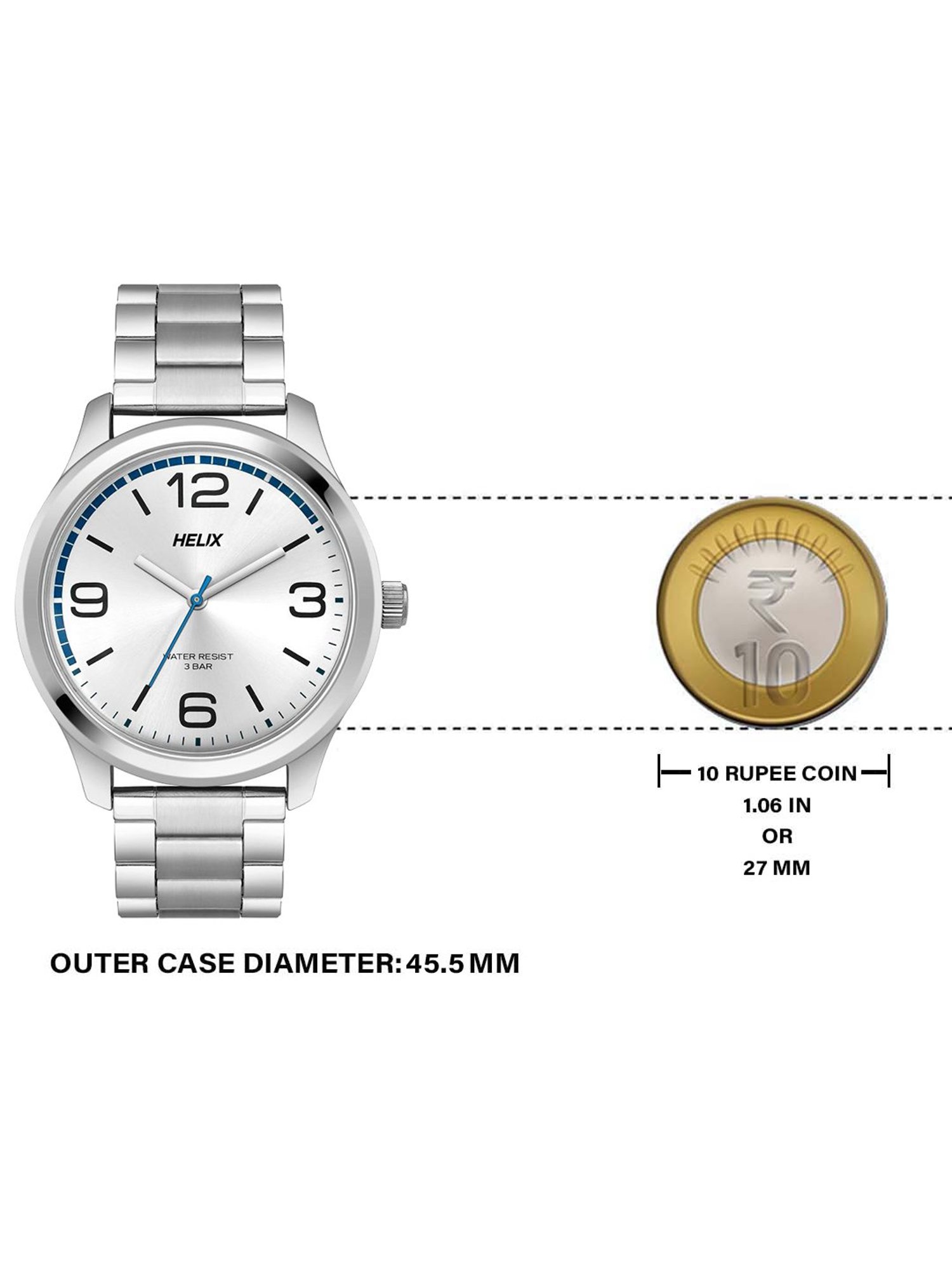 Helix By Timex Silver Round Dial Analog Stainless Steel Men Watch - TW043HG15