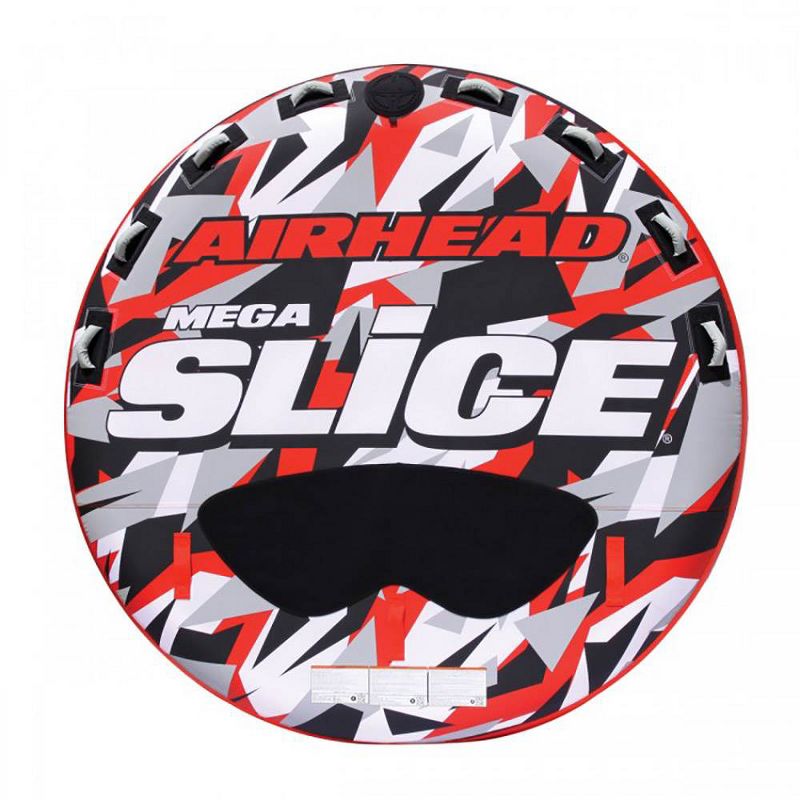 Airhead Mega Slice Inflatable 4 Rider Towable Tube Water Raft with 60ft. Rope