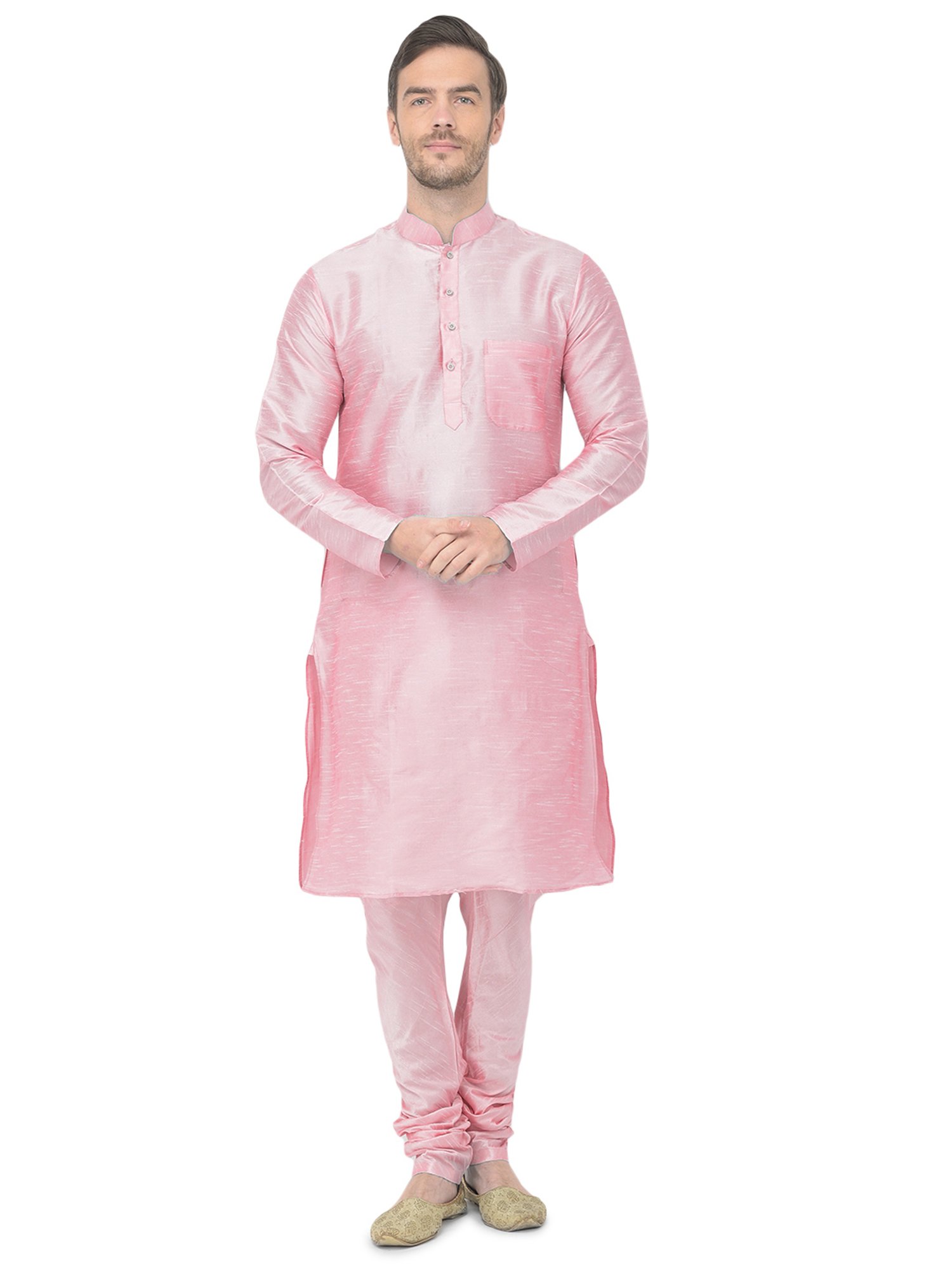 SG LEMAN Pink Regular Fit Printed Kurta Set