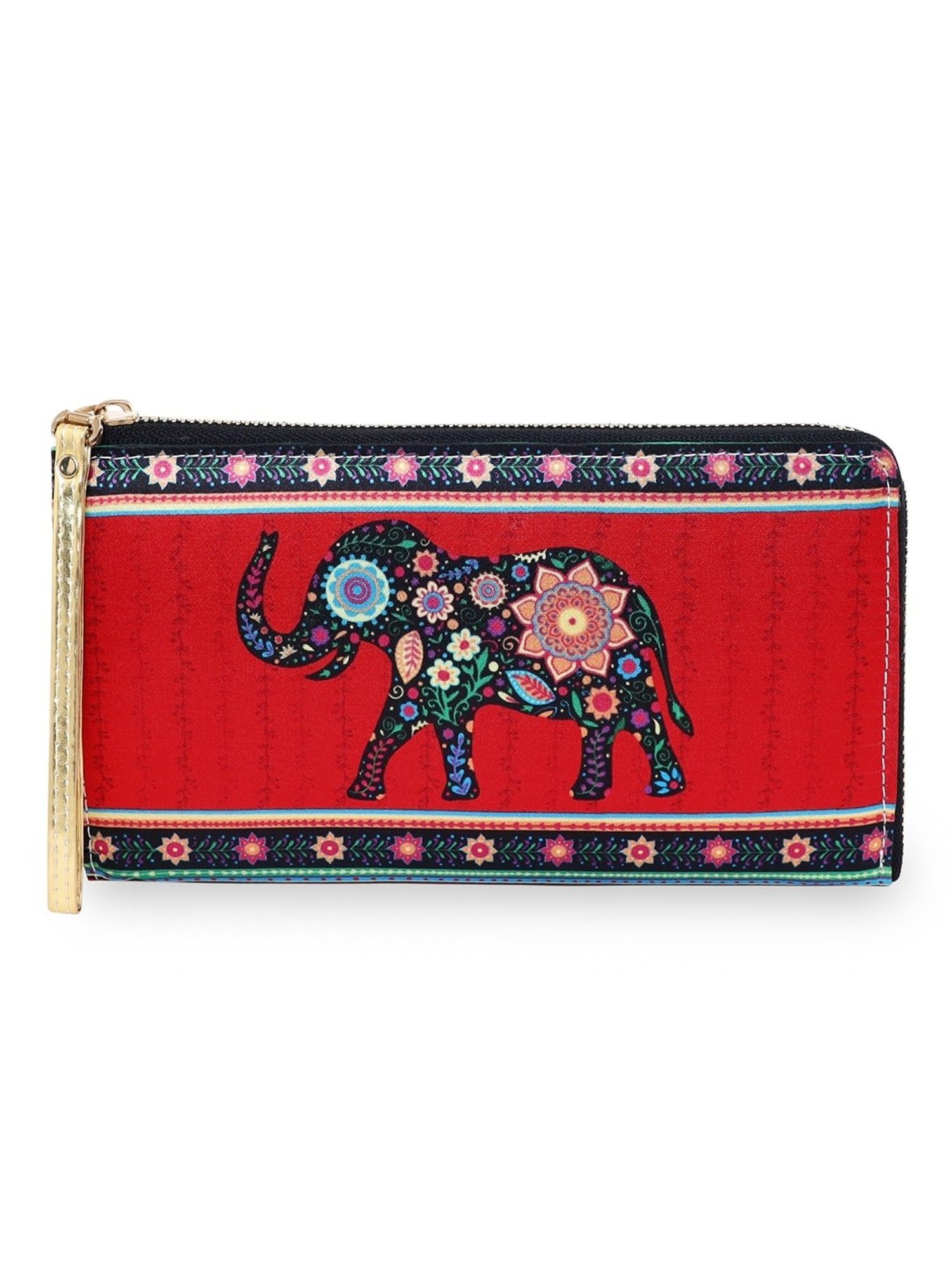 Sabhyata Elephant Multicolor Printed Small Wristlet