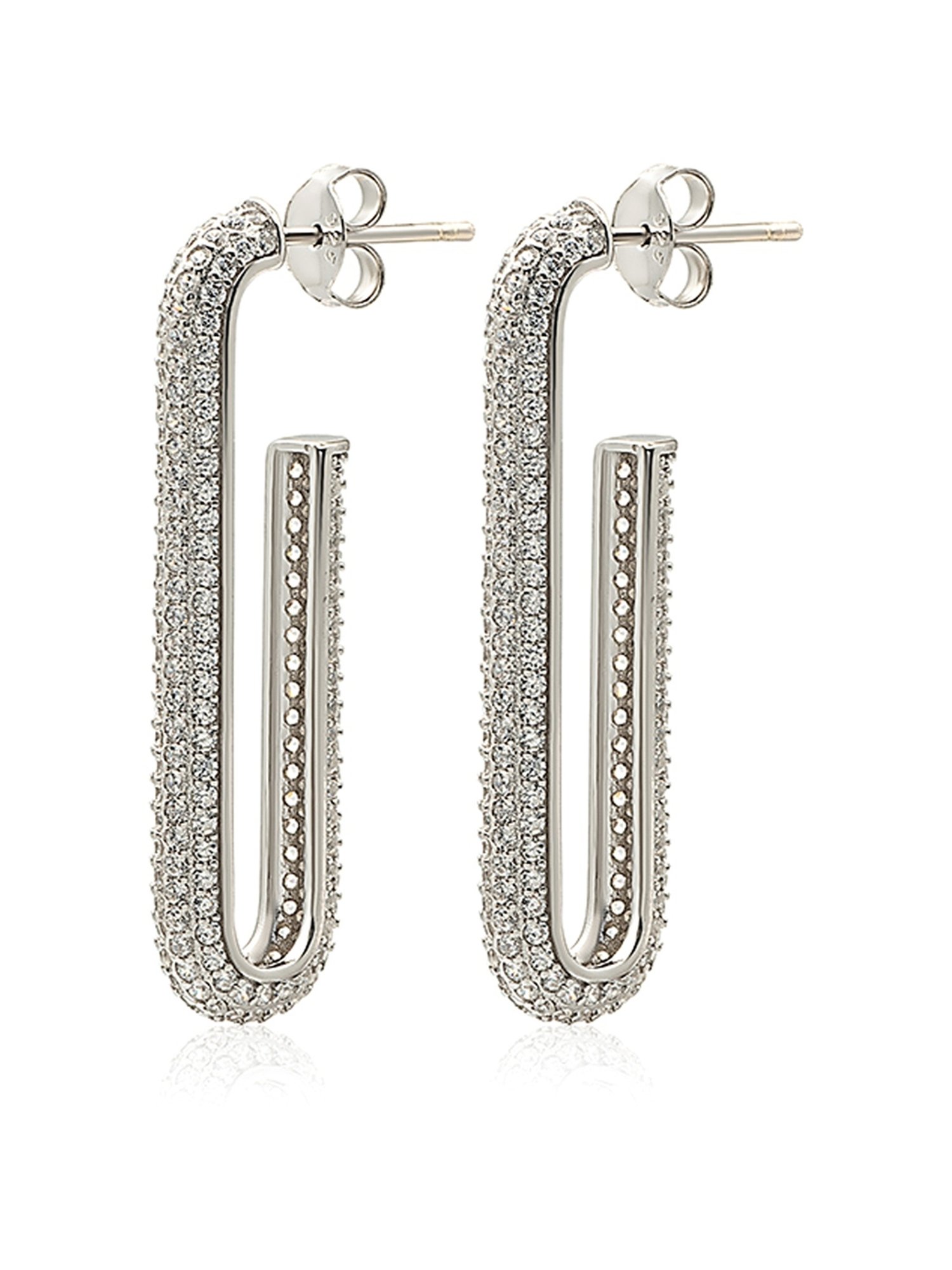 Silberry 92.5 Sterling Silver Modern Curve Drop Earrings for Women