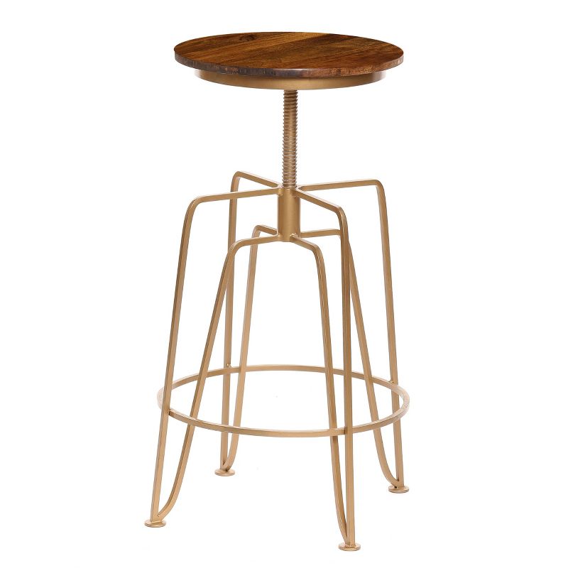 Holman Adjustable Counter Height Barstool Elm/Gold - Carolina Chair & Table