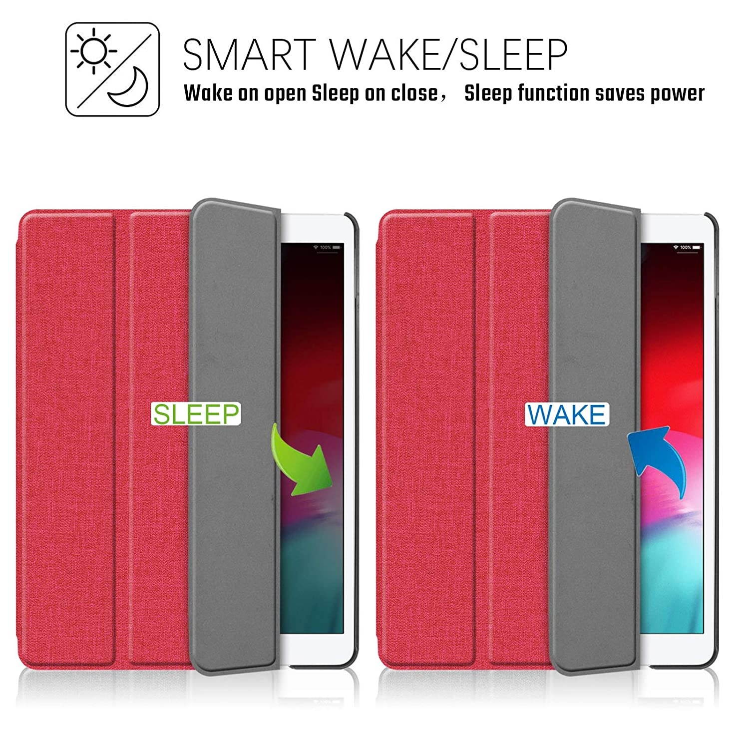 Dteck New iPad 10.2 Case 2019, iPad 7th Generation Case with Pencil Holder - [Strong Protection] Ultra Slim Shockproof Hard Back Trifold Stand Smart Cover, Auto Sleep/Wake, Rose