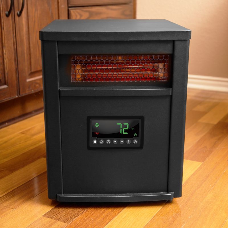 Lifesmart ZCHT1071US 1500 Watt 8 Element Quartz Infrared Electric Portable Large Room Space Zone Heater, Black