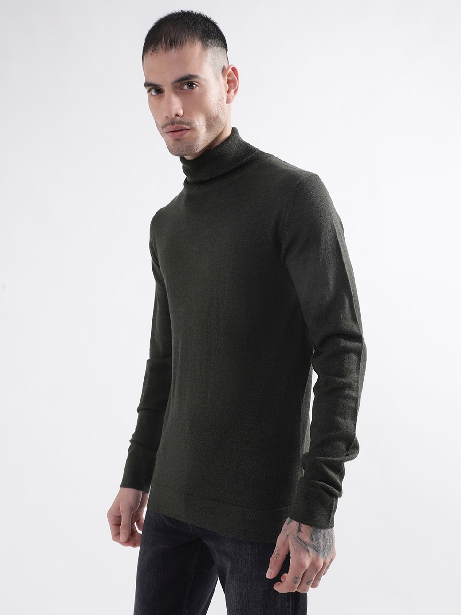 Lindbergh Dark Army Slim Fit Sweater