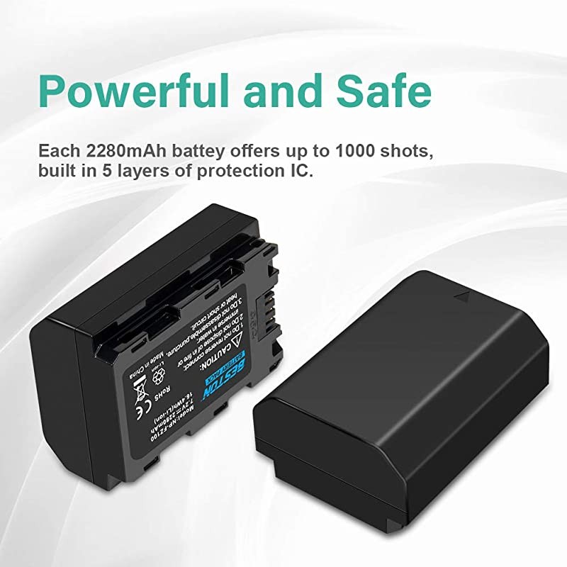 2Pack NPFZ100 Battery Packs and Rapid USB Charger Compatible with Firmware 20 Sony A7III A7RIII A9 Alpha A7 III A7R3 Digital Cameras