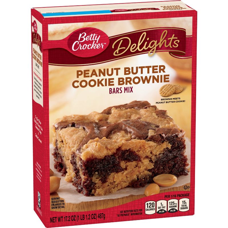 Betty Crocker Delights Peanut Butter Cookie Brownie Bar - 17.2oz