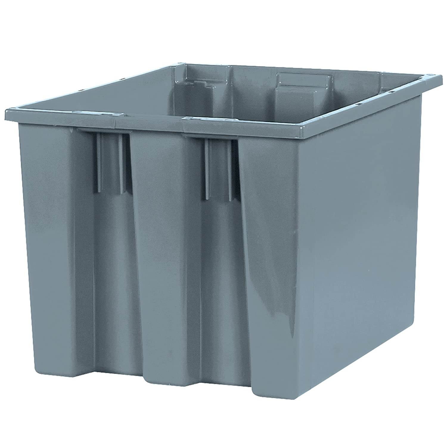 Boxes Fast BFBINS118 Stack & Nest Containers, 17" x 14 1/2" x 12 7/8", Gray (Pack of 6)
