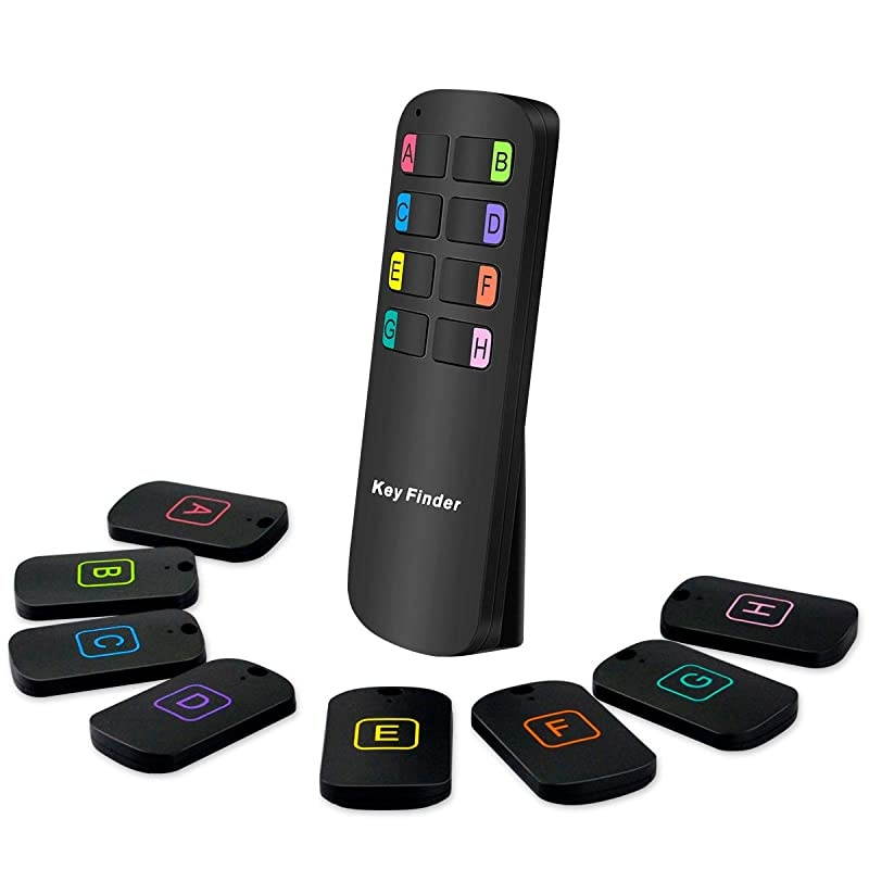 Key Finder,  Wireless RF Item Locator with 1 RF Transmitter and 8 Receivers, Item Tracker Support Remote Control, Wireless Key RF Locator, Pet Wallet Luggage Tracker 130ft Working Range