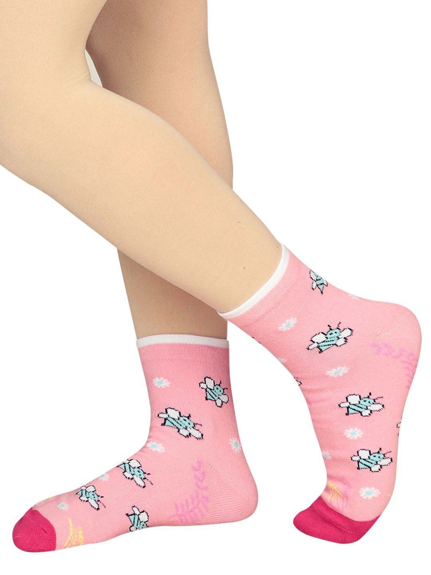 Bodycare Pink Printed Socks - Pack Of 3