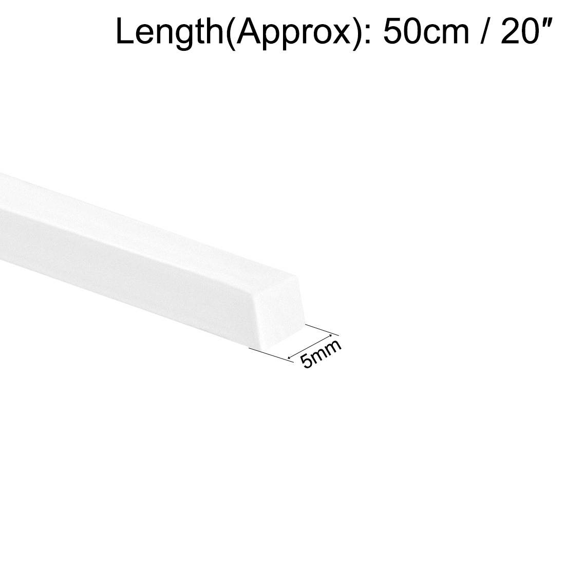 5mm&times;5mm&times;20 inch ABS Plastic Square Bar Rod for Architectural Model Making DIY White 2pcs