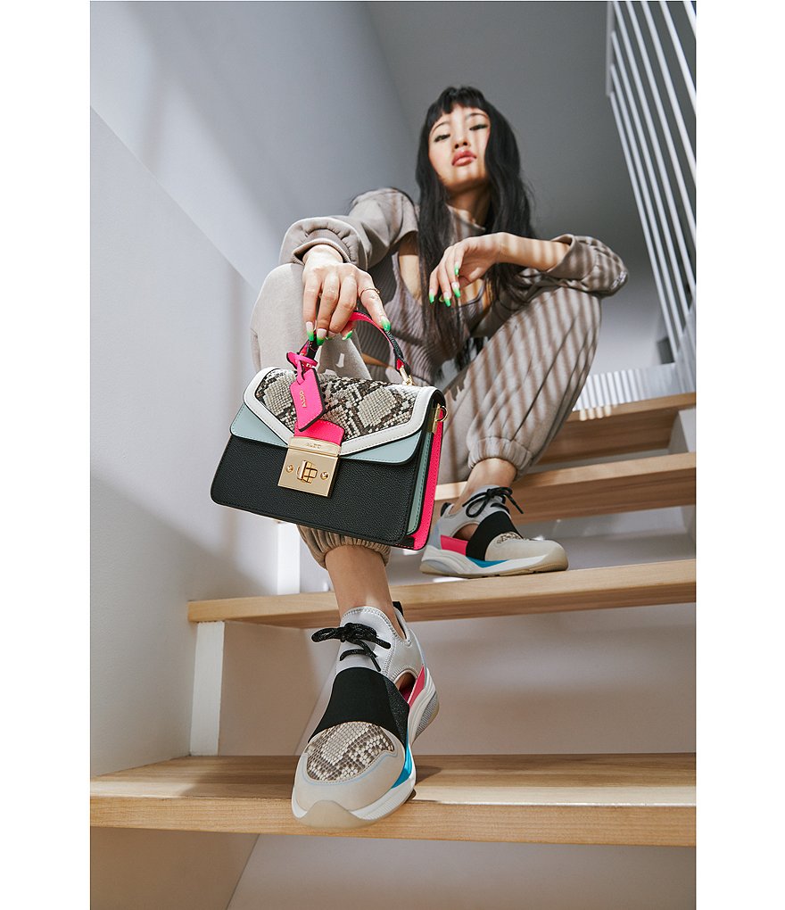 ALDO Etiwen Snake Colorblock Top Handle Satchel Bag