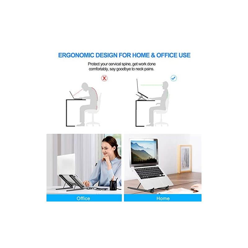 Laptop Stand Portable Computer Laptop Mount Aluminum Laptop Riser with 6 Levels Height Adjustment Fully Collapsible Supports up to 44lbs Fits up to 173 Laptop Black