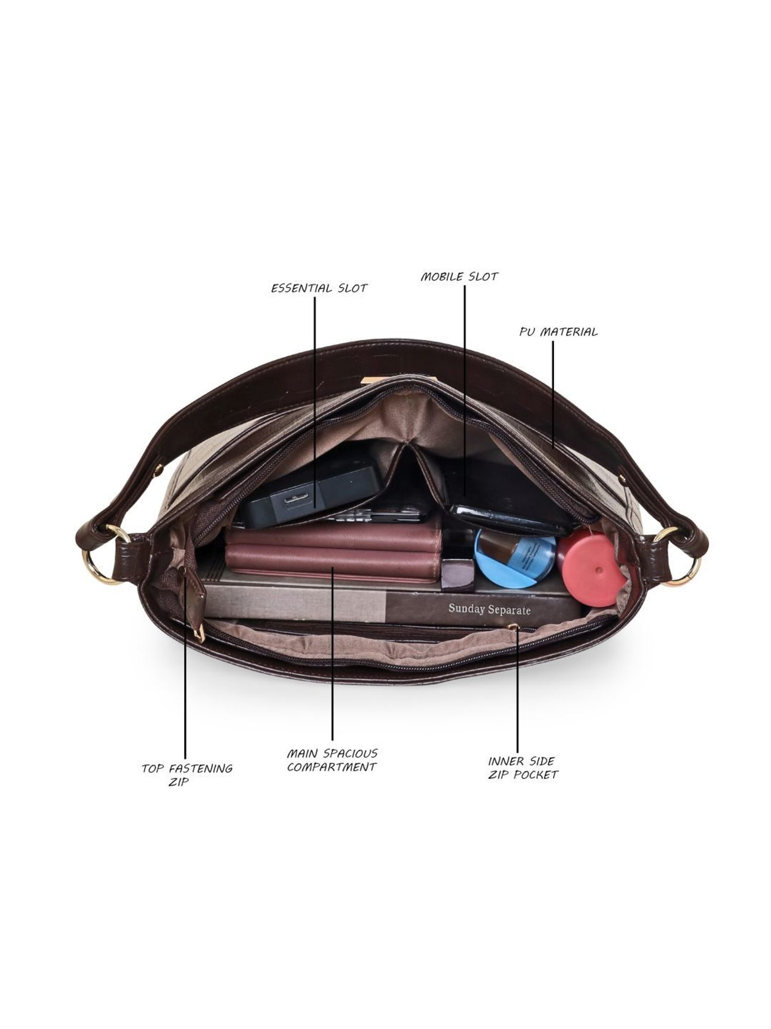 Pierre Cardin Brown Textured Tote Handbag