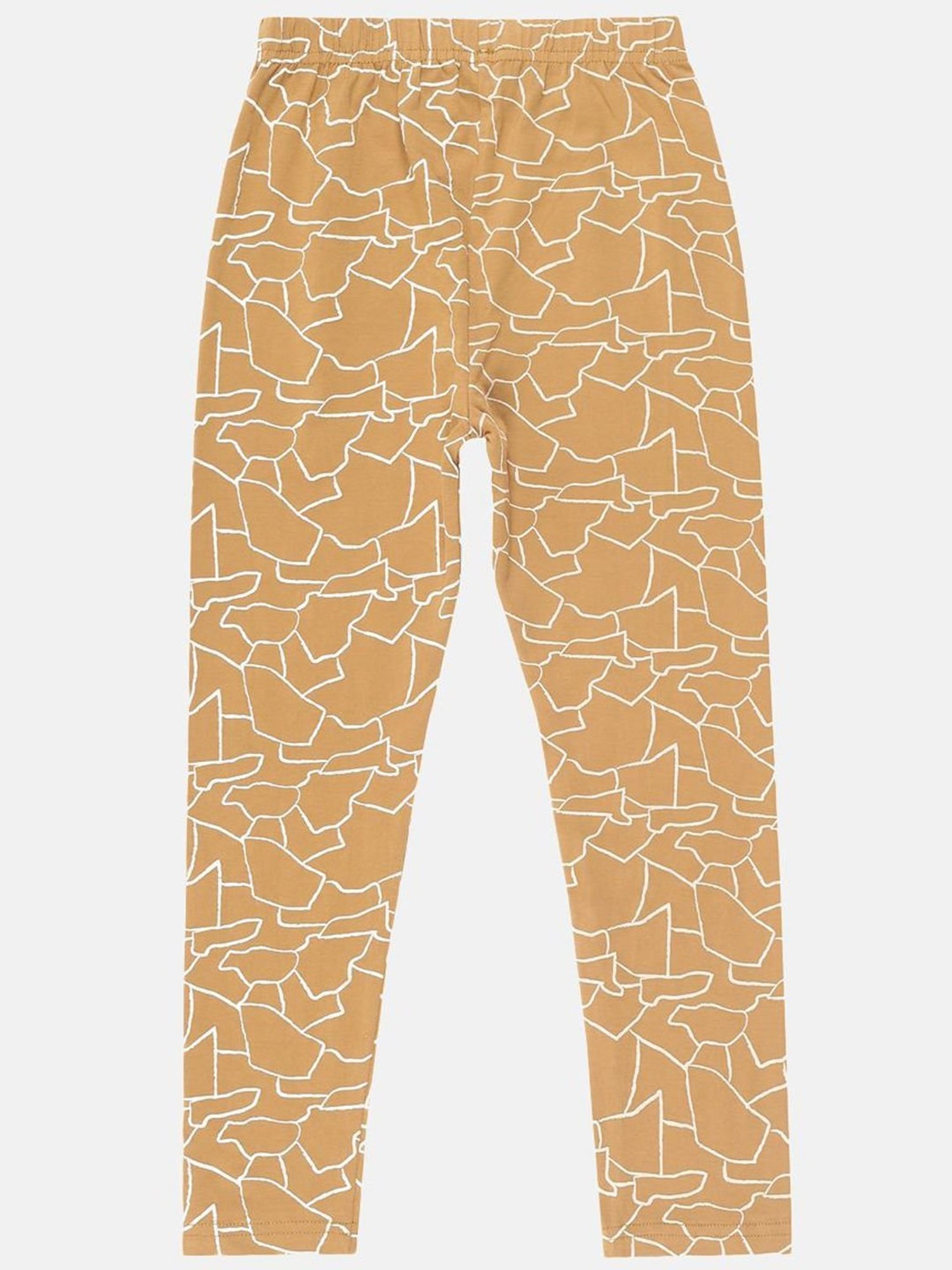 Kiddopanti Girls Brown & White Printed Leggings