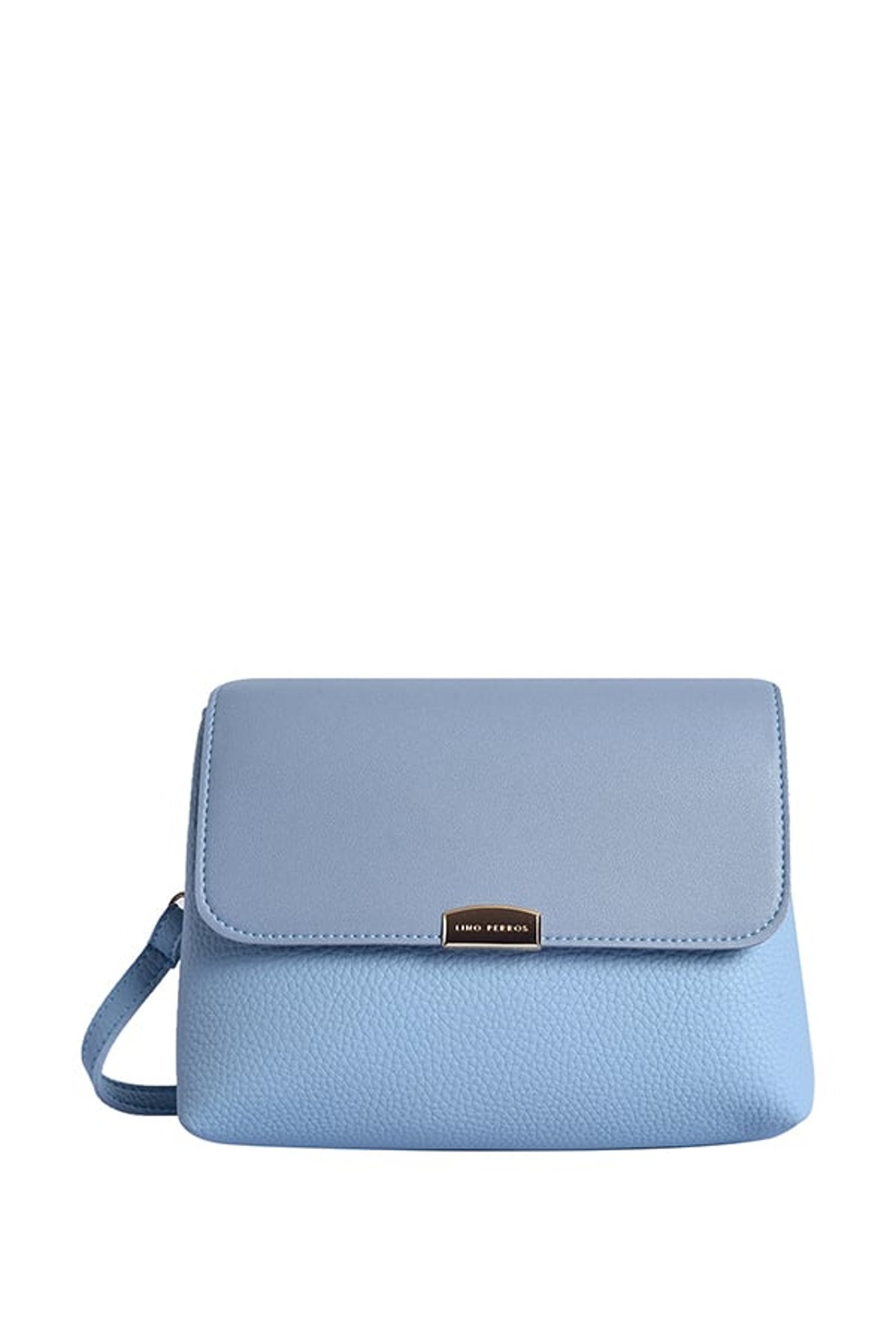 Lino Perros Blue Solid Flap Sling Bag