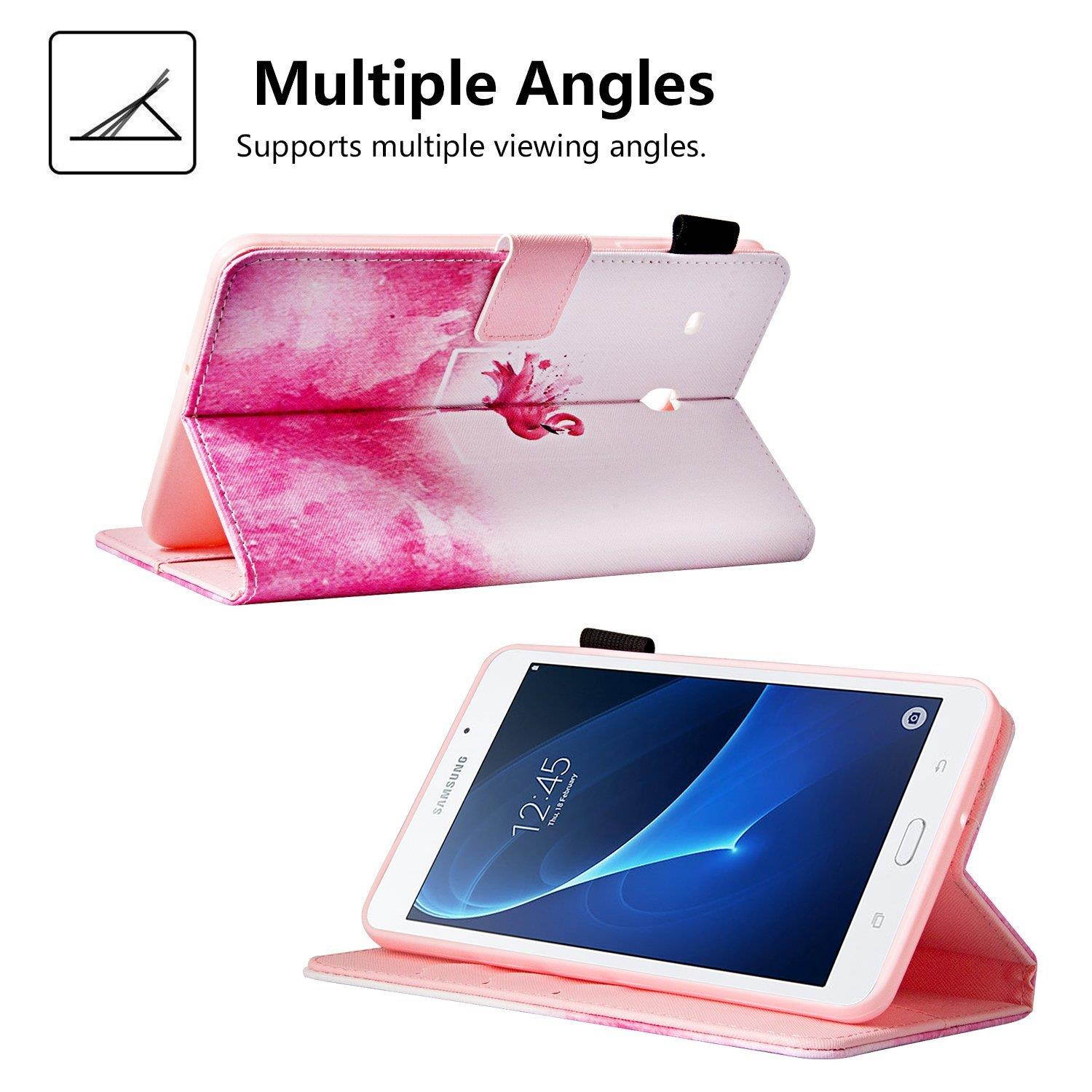 Dteck Case for Samsung Galaxy Tab E 8.0 - Premium PU Leather Slim Fit Smart Stand Cover for Galaxy Tab E 32GB SM-T378/Tab E 8.0-Inch SM-T375/SM-T377 Tablet, Pink Flamingo