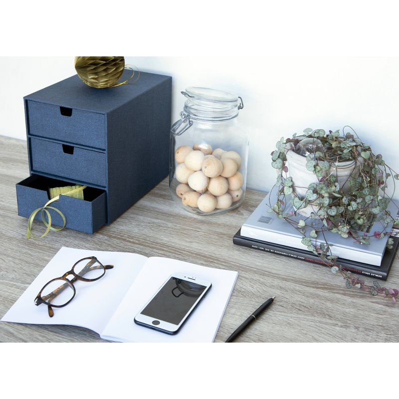 Ingrid 3-Drawer Canvas Supply Chest Blue - Bigso Box of Sweden