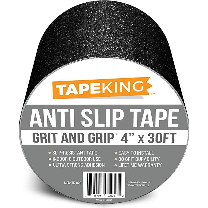 Anti-Slip - Traction for Stairs, Steps, Ramps, Treads - Cut to Fit, Safety for Indoor or Outdoor Applications - Black - 80 Grit Aluminum Oxide - 4 Inch x 30 Foot Roll