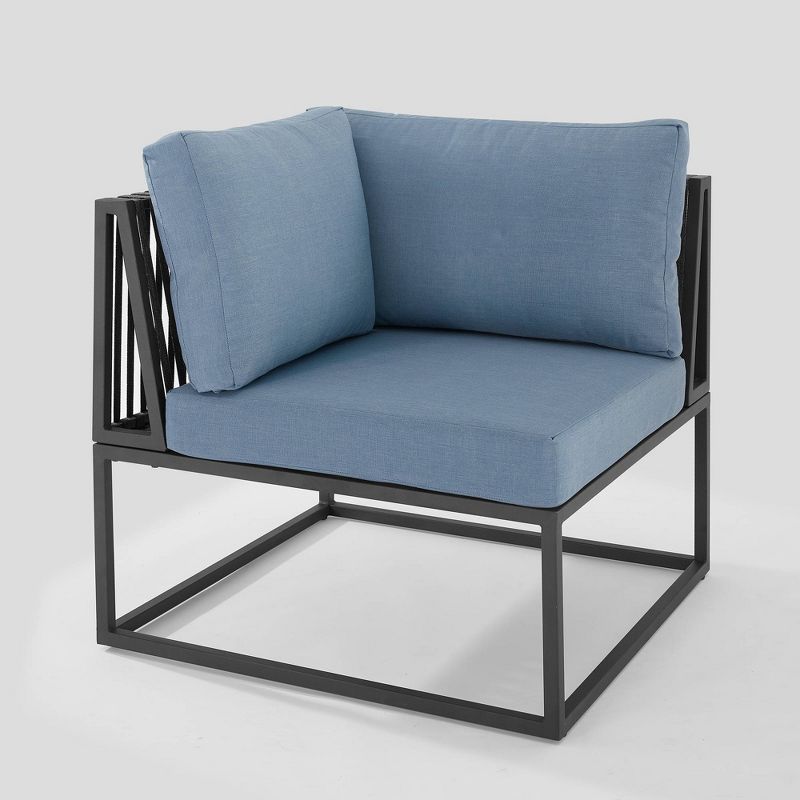 Outdoor Modern Modular Patio Corner Chair Blue - Saracina Home