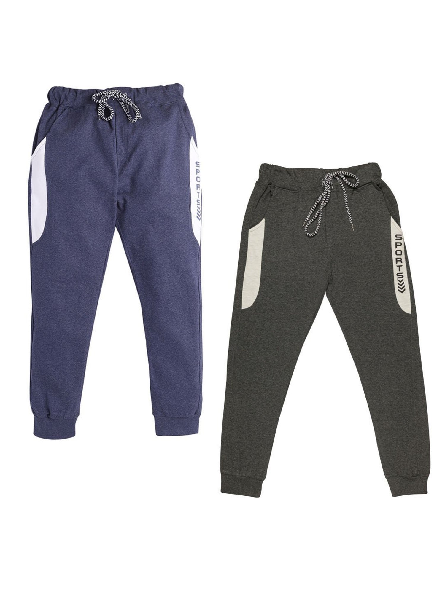 Todd N Teen Kids Blue & Black Solid Joggers (Pack Of 2)
