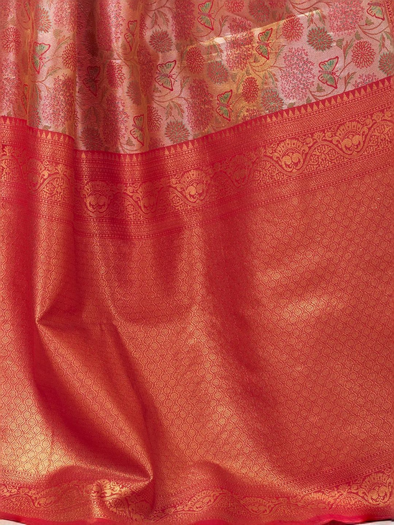 Satrani Beige & Maroon Woven Saree With Unstitched Blouse
