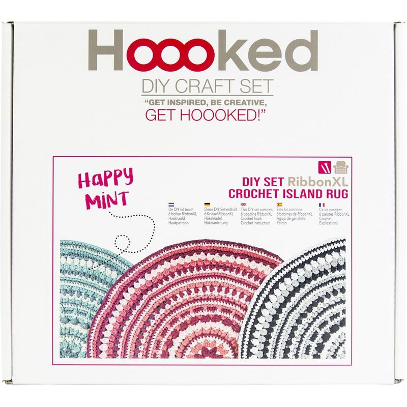 Hoooked Crochet Island Rug Kit W/RibbonXL-Happy Mint