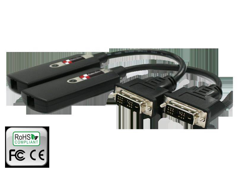 DVI over Fiber Optic Extender up to 300M - SC and EMI Shielded Unit