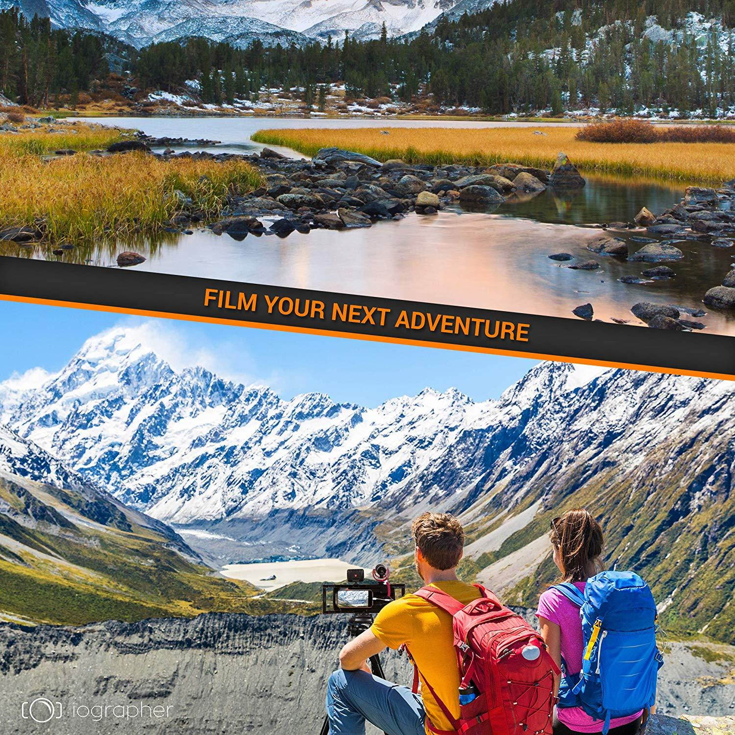 Filmmaking Case Smartphone Video Rig for Apple iPhone, Android, Samsung or Any Mobile Phone with Lens Adapter, Tripod Mount and Stabilizer Grip - USA Made by IOgrapher - Accessories Not Included