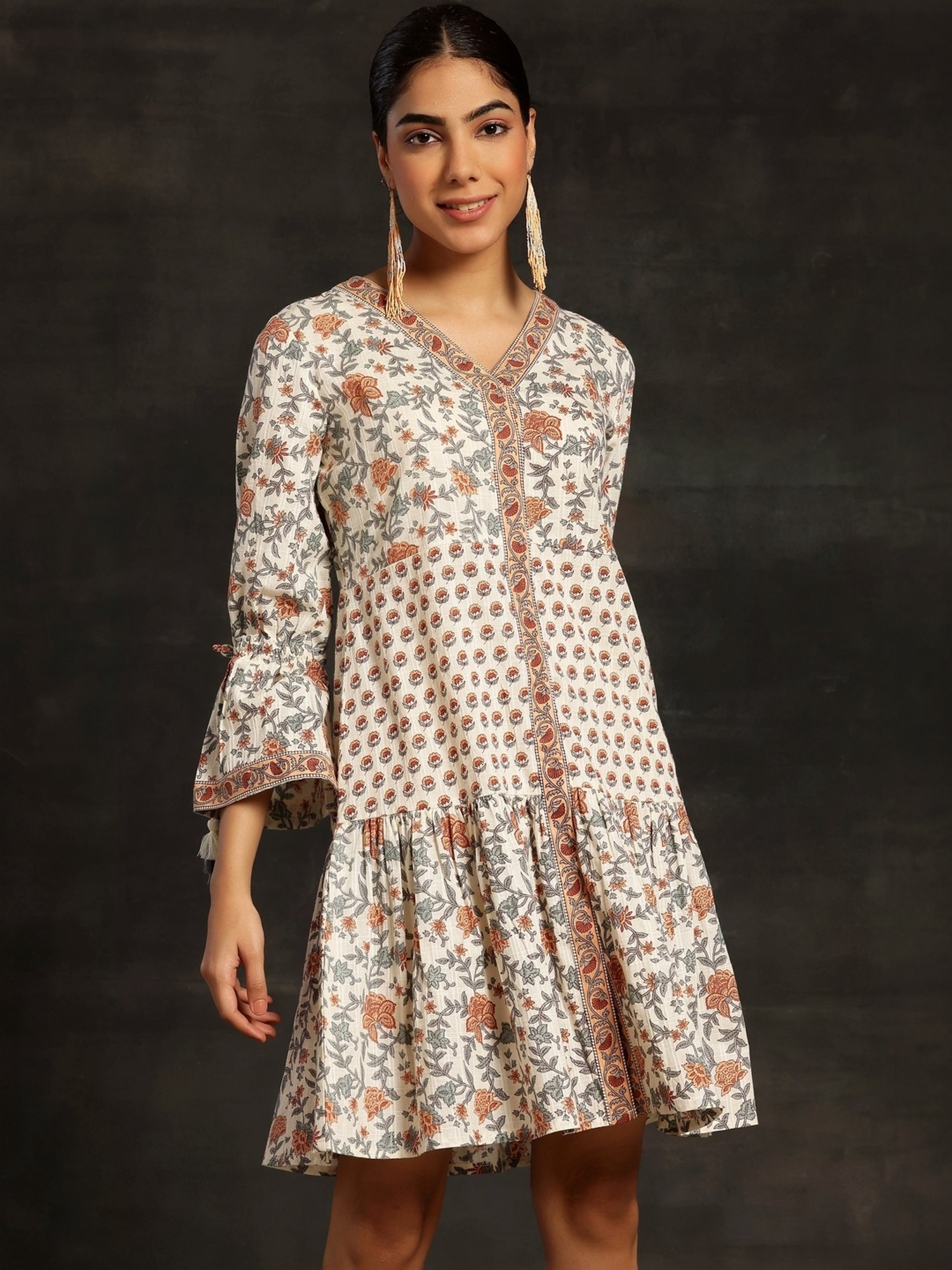 Saffron Threads Red Ethnic Dresses