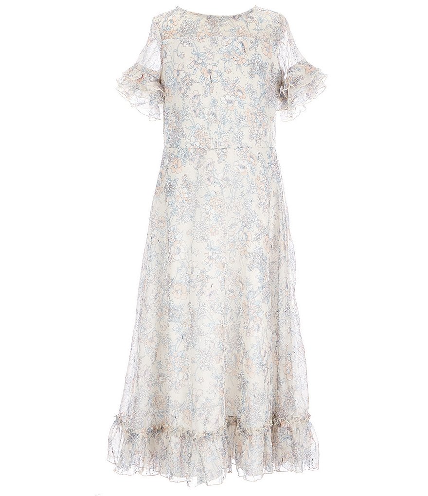 Pippa & Julie Big Girls 7-16 Floral-Printed Chiffon Midi Dress