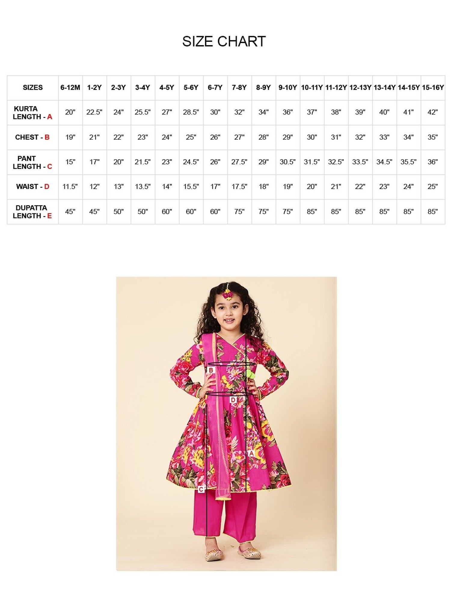 A.T.U.N. Kids Pink Cotton Floral Print Full Sleeves Anarkali Set