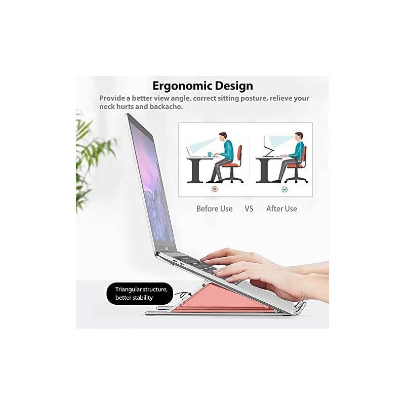 Laptop Stand Portable MacBook Stand Foldable Aluminum Alloy Ventilated Notebook Riser Adjustable Six EyeLevel Ergonomic Laptop Riser for 10156 Notebook Thinkpad Tablet