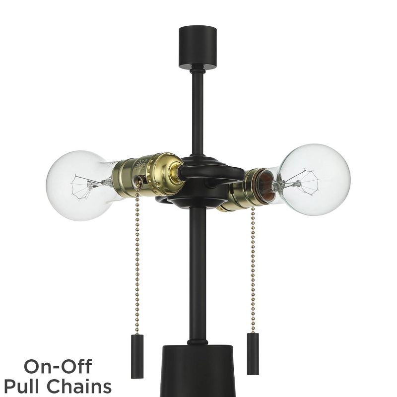 360 Lighting Wallis Black Column Table Lamps with USB Port Set of 2