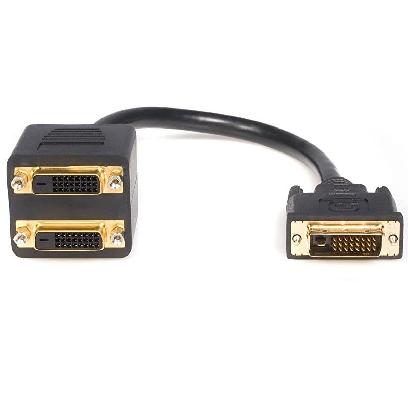 com 1ft DVI Splitter Cable M F DVID to 2x DVID Dual Video Splitter for Your Split Screen Computer Monitor DVISPL1DD