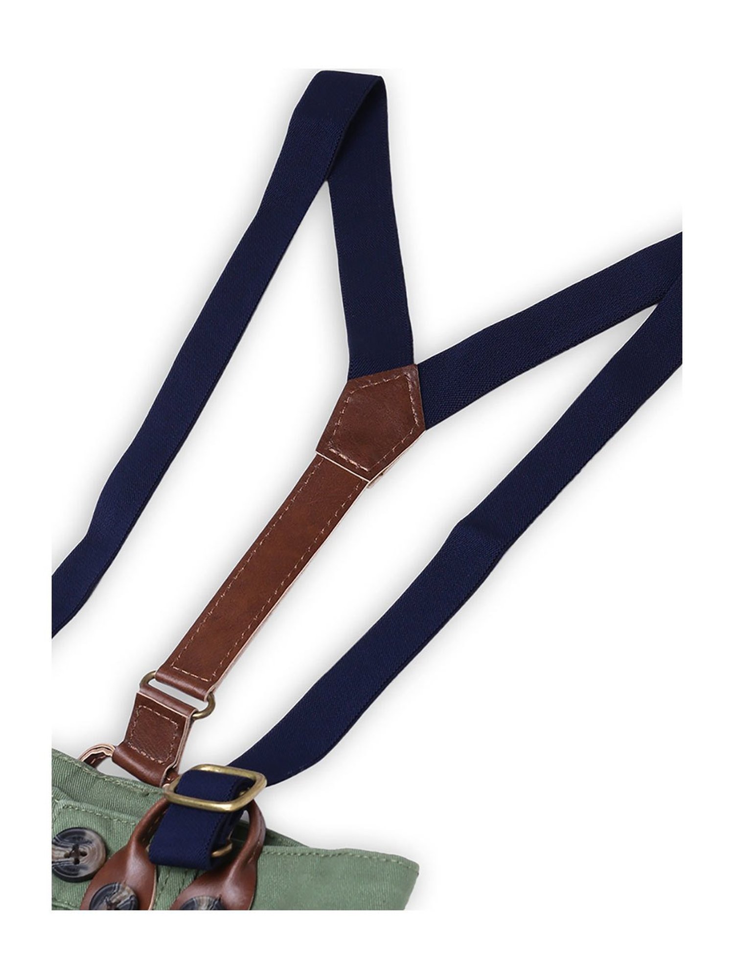 United Colors of Benetton Boys Olive Solid Shorts with Suspender