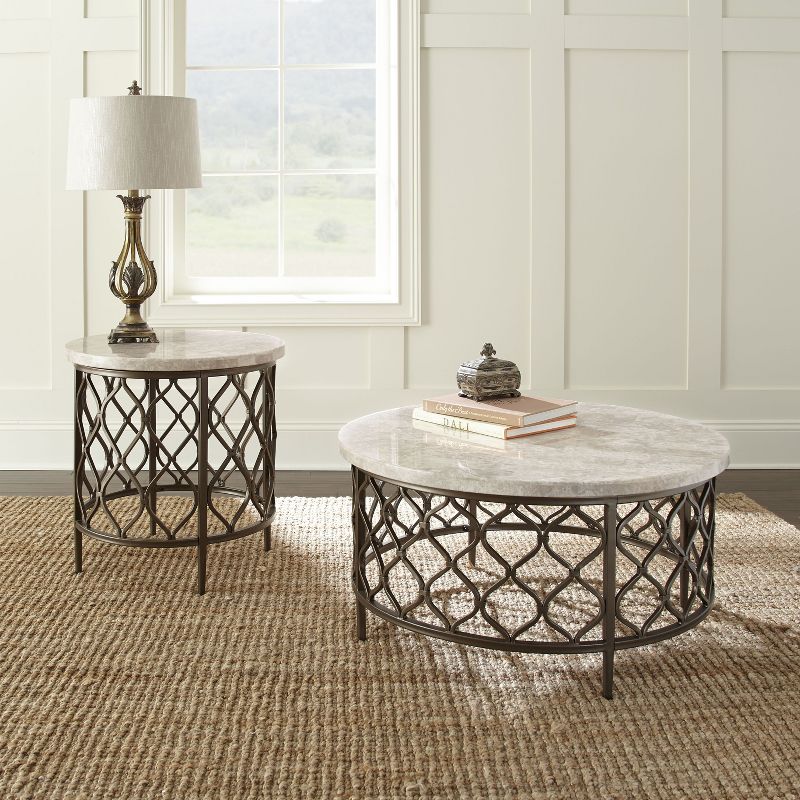 Roland End Table Faux Marble and Metal - Steve Silver